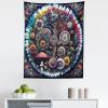 Ambesonne Retro Tapestry, Angel Greek Muse on NeoClassic Pillars Relic Print Antique Neutral Toned Graphic Print, Fabric Wall Hanging Decor for Bedroom Living Room Dorm, 23″ X 28″, White(Multicolor Blue)