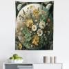 Ambesonne Retro Tapestry, Angel Greek Muse on NeoClassic Pillars Relic Print Antique Neutral Toned Graphic Print, Fabric Wall Hanging Decor for Bedroom Living Room Dorm, 23″ X 28″, White(Reseda Green Mustard)