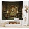 Ambesonne Retro Tapestry, Angel Greek Muse on NeoClassic Pillars Relic Print Antique Neutral Toned Graphic Print, Fabric Wall Hanging Decor for Bedroom Living Room Dorm, 23″ X 28″, White(Brown)