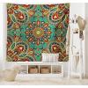Ambesonne Retro Tapestry, Angel Greek Muse on NeoClassic Pillars Relic Print Antique Neutral Toned Graphic Print, Fabric Wall Hanging Decor for Bedroom Living Room Dorm, 23″ X 28″, White(Teal Indigo Ruby)