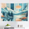 Ambesonne Retro Tapestry, Angel Greek Muse on NeoClassic Pillars Relic Print Antique Neutral Toned Graphic Print, Fabric Wall Hanging Decor for Bedroom Living Room Dorm, 23″ X 28″, White(Sea Blue Salmon)