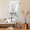 Ambesonne Retro Tapestry, Angel Greek Muse on NeoClassic Pillars Relic Print Antique Neutral Toned Graphic Print, Fabric Wall Hanging Decor for Bedroom Living Room Dorm, 23″ X 28″, White(White Eggshell)