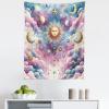 Ambesonne Retro Tapestry, Angel Greek Muse on NeoClassic Pillars Relic Print Antique Neutral Toned Graphic Print, Fabric Wall Hanging Decor for Bedroom Living Room Dorm, 23″ X 28″, White(Blue Mustard Pale Purple)