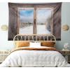 Ambesonne Retro Tapestry, Angel Greek Muse on NeoClassic Pillars Relic Print Antique Neutral Toned Graphic Print, Fabric Wall Hanging Decor for Bedroom Living Room Dorm, 23″ X 28″, White(Umber White Blue)