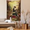 Ambesonne Retro Tapestry, Angel Greek Muse on NeoClassic Pillars Relic Print Antique Neutral Toned Graphic Print, Fabric Wall Hanging Decor for Bedroom Living Room Dorm, 23″ X 28″, White(Mustard Olive Green)