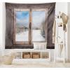 Ambesonne Retro Tapestry, Angel Greek Muse on NeoClassic Pillars Relic Print Antique Neutral Toned Graphic Print, Fabric Wall Hanging Decor for Bedroom Living Room Dorm, 23″ X 28″, White(Umber White Blue)