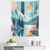 Ambesonne Retro Tapestry, Angel Greek Muse on NeoClassic Pillars Relic Print Antique Neutral Toned Graphic Print, Fabric Wall Hanging Decor for Bedroom Living Room Dorm, 23″ X 28″, White(Sea Blue Salmon)