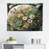Ambesonne Retro Tapestry, Angel Greek Muse on NeoClassic Pillars Relic Print Antique Neutral Toned Graphic Print, Fabric Wall Hanging Decor for Bedroom Living Room Dorm, 23″ X 28″, White(Reseda Green Mustard)