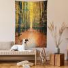 Ambesonne Retro Tapestry, Angel Greek Muse on NeoClassic Pillars Relic Print Antique Neutral Toned Graphic Print, Fabric Wall Hanging Decor for Bedroom Living Room Dorm, 23″ X 28″, White(Slate Blue Orange Yellow)