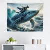 Ambesonne Retro Tapestry, Angel Greek Muse on NeoClassic Pillars Relic Print Antique Neutral Toned Graphic Print, Fabric Wall Hanging Decor for Bedroom Living Room Dorm, 23″ X 28″, White(Slate Blue Aqua Blue Grey)
