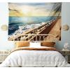 Ambesonne Retro Tapestry, Angel Greek Muse on NeoClassic Pillars Relic Print Antique Neutral Toned Graphic Print, Fabric Wall Hanging Decor for Bedroom Living Room Dorm, 23″ X 28″, White(Cream Blue)
