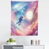 Ambesonne Retro Tapestry, Angel Greek Muse on NeoClassic Pillars Relic Print Antique Neutral Toned Graphic Print, Fabric Wall Hanging Decor for Bedroom Living Room Dorm, 23″ X 28″, White(Pink Blue and Lilac)