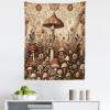 Ambesonne Retro Tapestry, Angel Greek Muse on NeoClassic Pillars Relic Print Antique Neutral Toned Graphic Print, Fabric Wall Hanging Decor for Bedroom Living Room Dorm, 23″ X 28″, White(Camel Umber Warm Taupe)