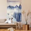 Ambesonne Retro Tapestry, Angel Greek Muse on NeoClassic Pillars Relic Print Antique Neutral Toned Graphic Print, Fabric Wall Hanging Decor for Bedroom Living Room Dorm, 23″ X 28″, White(Blue Grey)