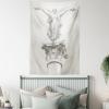 Ambesonne Retro Tapestry, Angel Greek Muse on NeoClassic Pillars Relic Print Antique Neutral Toned Graphic Print, Fabric Wall Hanging Decor for Bedroom Living Room Dorm, 23″ X 28″, White(White Eggshell)
