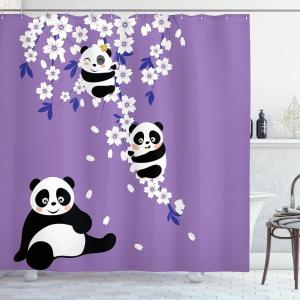 Ambesonne Floral Shower Curtain, Curved Flower Leaf Ornate Blooming Branches Romantic Love Print Art, Cloth Fabric Bathroom Decor Set with Hooks, 69″ W x 70″ L, Pale Tan(Lavender Blue)