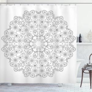 Ambesonne Floral Shower Curtain, Curved Flower Leaf Ornate Blooming Branches Romantic Love Print Art, Cloth Fabric Bathroom Decor Set with Hooks, 69″ W x 70″ L, Pale Tan(Multi 21)