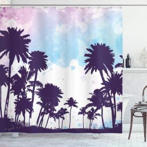 Ambesonne Floral Shower Curtain, Curved Flower Leaf Ornate Blooming Branches Romantic Love Print Art, Cloth Fabric Bathroom Decor Set with Hooks, 69″ W x 70″ L, Pale Tan(Blue Lilac)