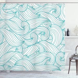 Ambesonne Floral Shower Curtain, Curved Flower Leaf Ornate Blooming Branches Romantic Love Print Art, Cloth Fabric Bathroom Decor Set with Hooks, 69″ W x 70″ L, Pale Tan(White Green)