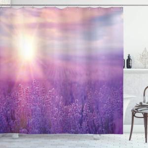 Ambesonne Floral Shower Curtain, Curved Flower Leaf Ornate Blooming Branches Romantic Love Print Art, Cloth Fabric Bathroom Decor Set with Hooks, 69″ W x 70″ L, Pale Tan(Violet)