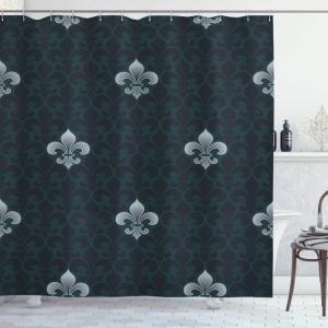 Ambesonne Floral Shower Curtain, Curved Flower Leaf Ornate Blooming Branches Romantic Love Print Art, Cloth Fabric Bathroom Decor Set with Hooks, 69″ W x 70″ L, Pale Tan(Petrol Blue)