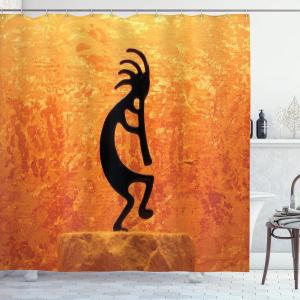 Ambesonne Floral Shower Curtain, Curved Flower Leaf Ornate Blooming Branches Romantic Love Print Art, Cloth Fabric Bathroom Decor Set with Hooks, 69″ W x 70″ L, Pale Tan(Black Orange)
