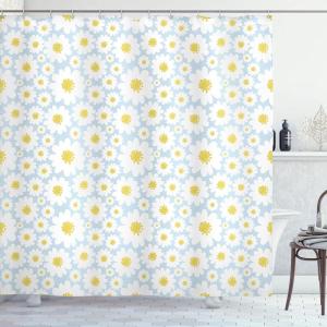 Ambesonne Floral Shower Curtain, Curved Flower Leaf Ornate Blooming Branches Romantic Love Print Art, Cloth Fabric Bathroom Decor Set with Hooks, 69″ W x 70″ L, Pale Tan(Pale Azure)