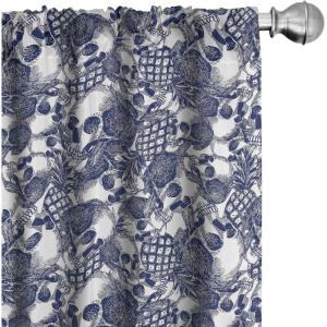 Ambesonne Flowers Vintage Curtains, Neutral Colors Boho Springtime Garden Scene Floral Design Art, Window Treatments 2 Panel Set for Living Room Bedroom, Pair of – 28″ x 63″, Pale Ceil Blue Pale Grey(Navy Blue and White)