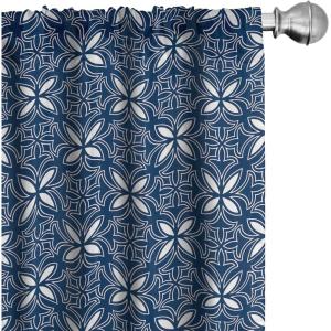 Ambesonne Flowers Vintage Curtains, Neutral Colors Boho Springtime Garden Scene Floral Design Art, Window Treatments 2 Panel Set for Living Room Bedroom, Pair of – 28″ x 63″, Pale Ceil Blue Pale Grey(Night Blue White)