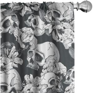 Ambesonne Flowers Vintage Curtains, Neutral Colors Boho Springtime Garden Scene Floral Design Art, Window Treatments 2 Panel Set for Living Room Bedroom, Pair of – 28″ x 63″, Pale Ceil Blue Pale Grey(Charcoal Grey Pale Grey)