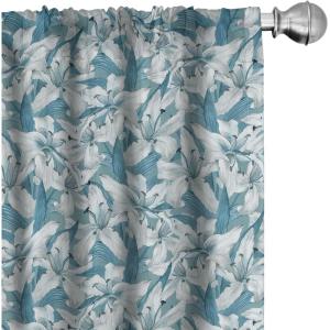 Ambesonne Flowers Vintage Curtains, Neutral Colors Boho Springtime Garden Scene Floral Design Art, Window Treatments 2 Panel Set for Living Room Bedroom, Pair of – 28″ x 63″, Pale Ceil Blue Pale Grey(Cadet Blue and Eggshell)