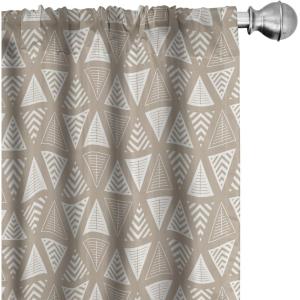 Ambesonne Geometric Curtains, Modern Neutral Style Pattern of Abstract Ornamental Triangles Print, Window Treatments 2 Panel Set for Living Room Bedroom, Pair of – 28″ x 63″, Pale Sepia and White(Pale Sepia and White)