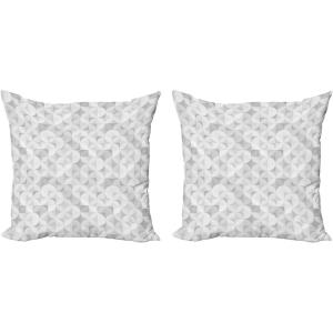 Ambesonne Geometric Decorative Throw Pillow Case Pack of 2, Abstract Retro Circles Intersecting Round Shapes Grayscale Neutral Print, Couch Bedroom Living Room Cushion Cover, 16″, Pale Grey and White(18″)