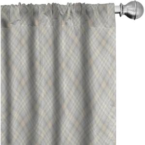 Ambesonne Grey Plaid Curtains, Scandinavian Tartan Pattern Plain and Neutral Repeated Illustration, Window Treatments 2 Panel Set for Living Room Bedroom, Pair of – 28″ x 95″, Pearl and Eggshell(Pearl and Eggshell)