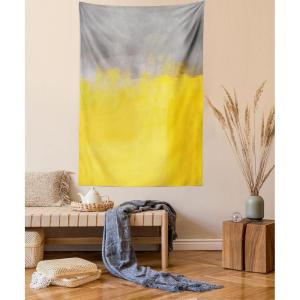 Ambesonne Retro Tapestry, Angel Greek Muse on NeoClassic Pillars Relic Print Antique Neutral Toned Graphic Print, Fabric Wall Hanging Decor for Bedroom Living Room Dorm, 23″ X 28″, White(Dimgray Yellow)