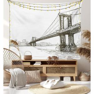 Ambesonne Retro Tapestry, Angel Greek Muse on NeoClassic Pillars Relic Print Antique Neutral Toned Graphic Print, Fabric Wall Hanging Decor for Bedroom Living Room Dorm, 23″ X 28″, White(Brown White)