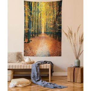 Ambesonne Retro Tapestry, Angel Greek Muse on NeoClassic Pillars Relic Print Antique Neutral Toned Graphic Print, Fabric Wall Hanging Decor for Bedroom Living Room Dorm, 23″ X 28″, White(Slate Blue Orange Yellow)