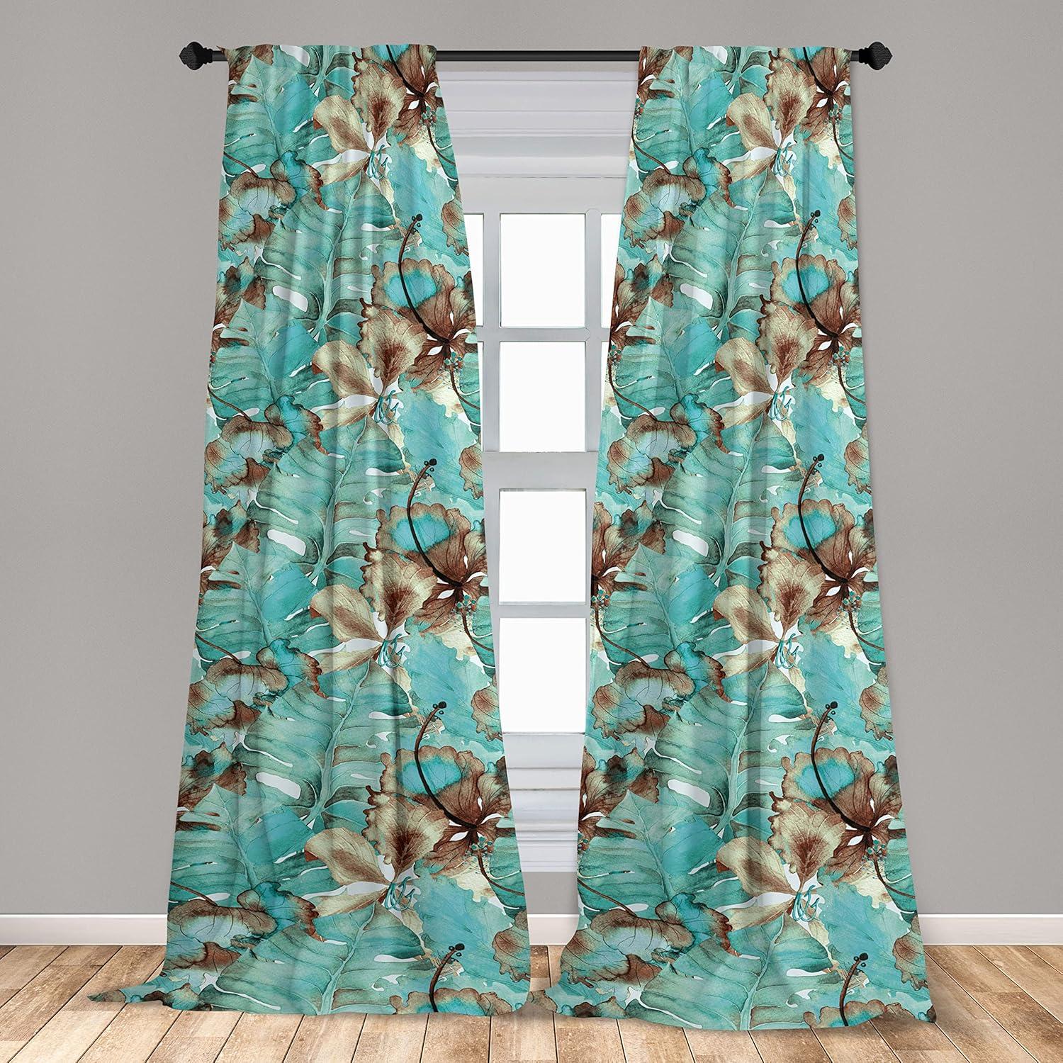 imageAmbesonne Garden Scene Curtains Neutral Traditional Roses and Floral Pattern Boho Romance Print Window Treatments 2 Panel Set for Living Room Bedroom Pair of 28 x 84 Cream White Dark SepiaTurquoise Pastel Brown