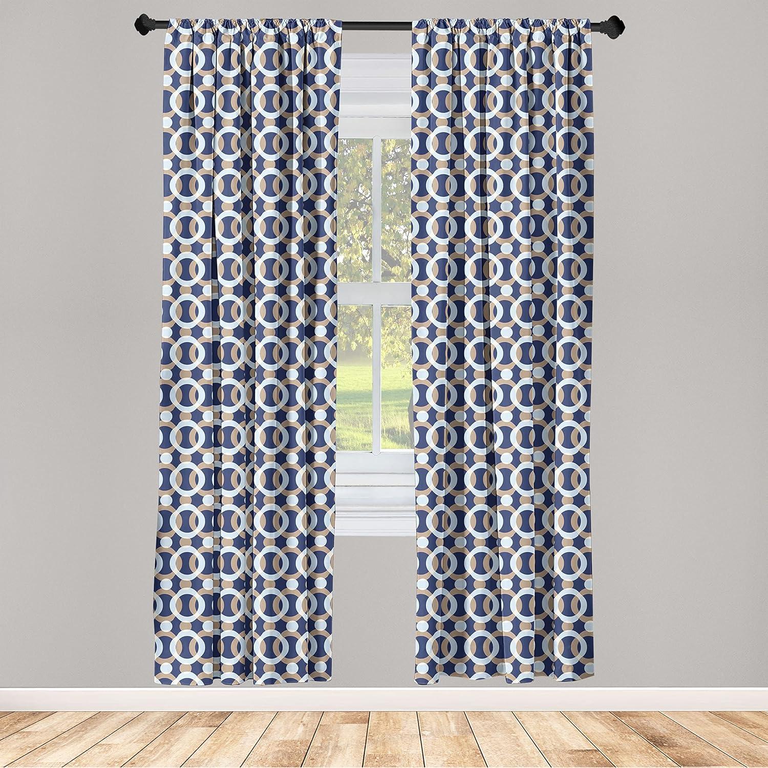 imageAmbesonne Garden Scene Curtains Neutral Traditional Roses and Floral Pattern Boho Romance Print Window Treatments 2 Panel Set for Living Room Bedroom Pair of 28 x 84 Cream White Dark SepiaSoft Blue Indigo Camel