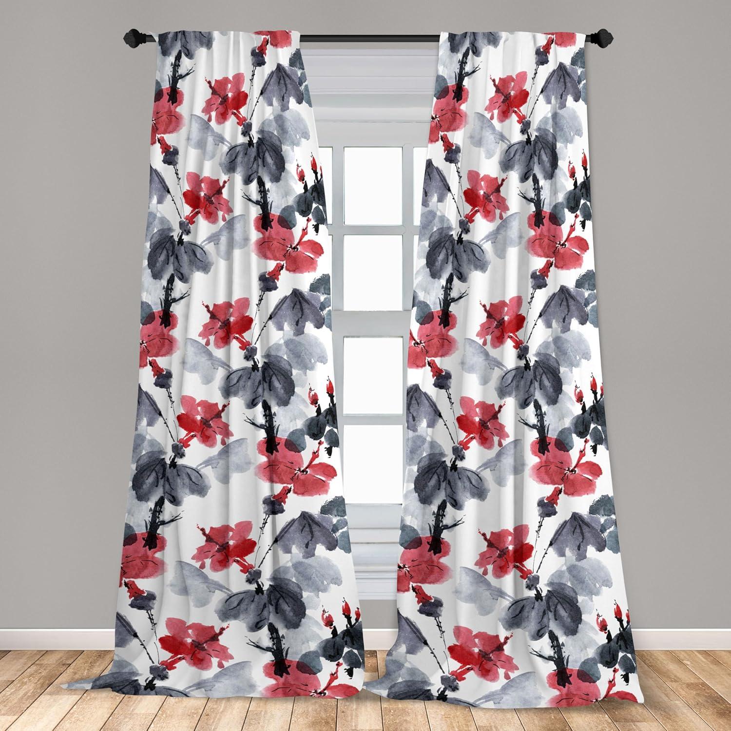 imageAmbesonne Garden Scene Curtains Neutral Traditional Roses and Floral Pattern Boho Romance Print Window Treatments 2 Panel Set for Living Room Bedroom Pair of 28 x 84 Cream White Dark SepiaPale Ruby Dimgray