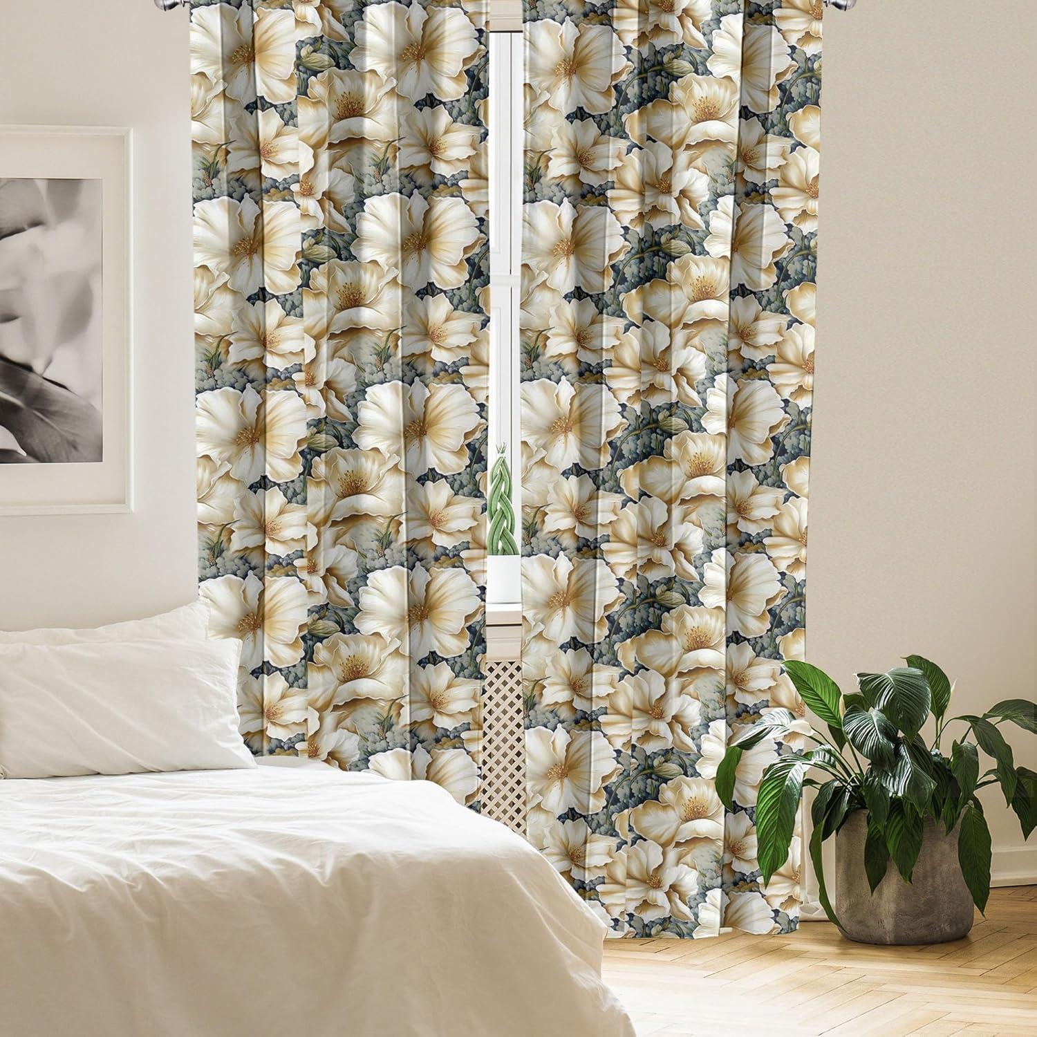 imageAmbesonne Garden Scene Curtains Neutral Traditional Roses and Floral Pattern Boho Romance Print Window Treatments 2 Panel Set for Living Room Bedroom Pair of 28 x 84 Cream White Dark SepiaPastel Brown Sage Green