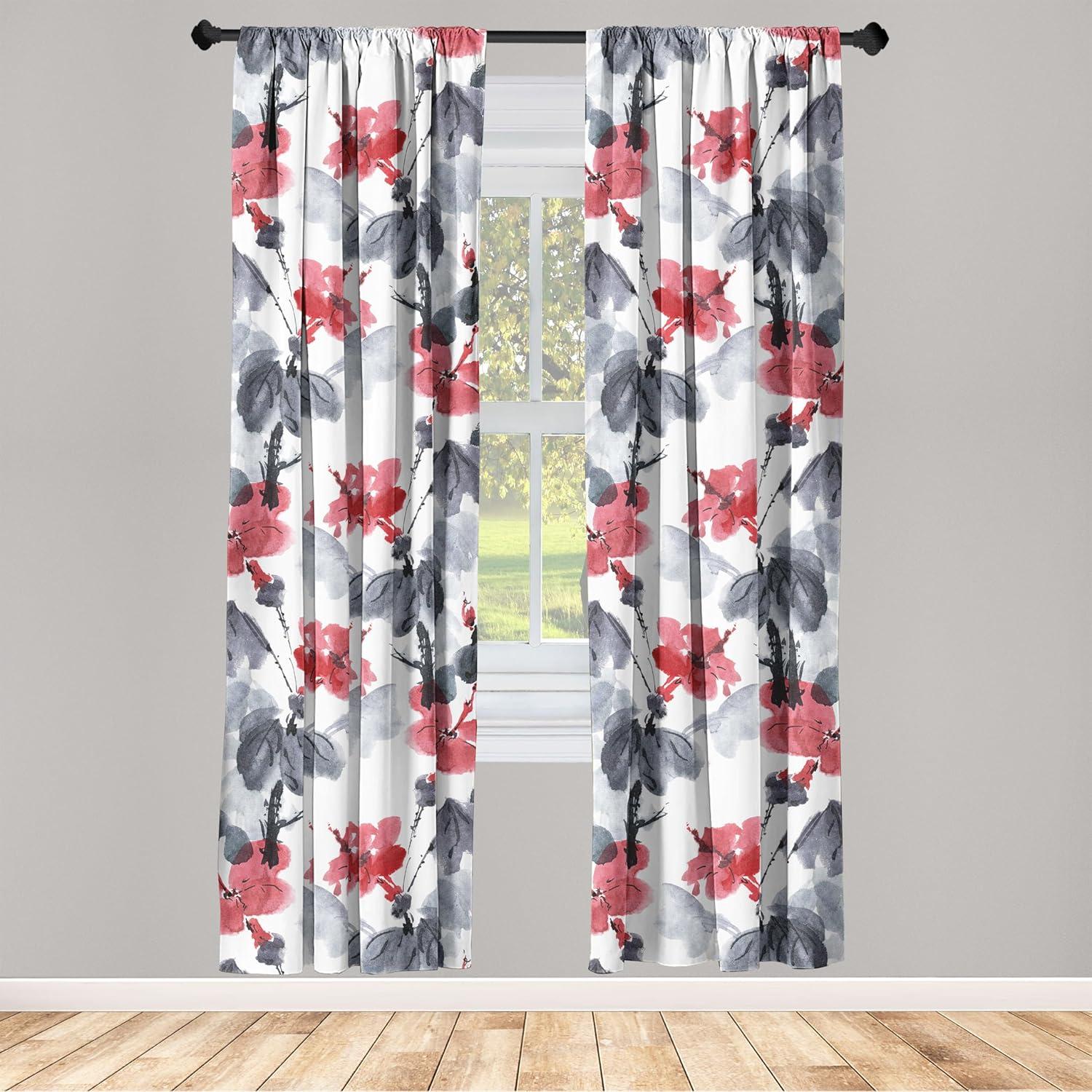 imageAmbesonne Garden Scene Curtains Neutral Traditional Roses and Floral Pattern Boho Romance Print Window Treatments 2 Panel Set for Living Room Bedroom Pair of 28 x 84 Cream White Dark SepiaPale Ruby Dimgray
