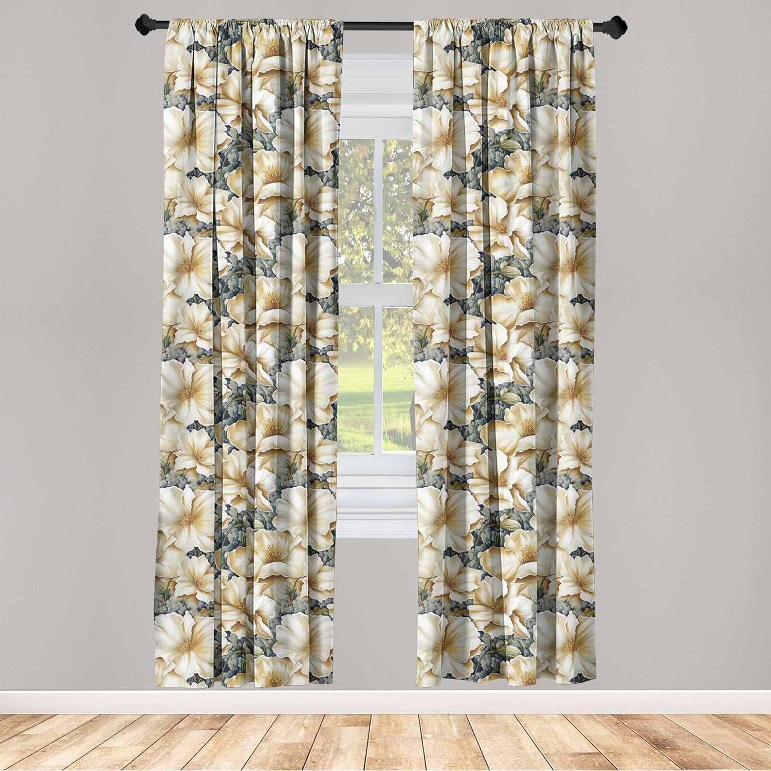 imageAmbesonne Garden Scene Curtains Neutral Traditional Roses and Floral Pattern Boho Romance Print Window Treatments 2 Panel Set for Living Room Bedroom Pair of 28 x 84 Cream White Dark SepiaPastel Brown Sage Green