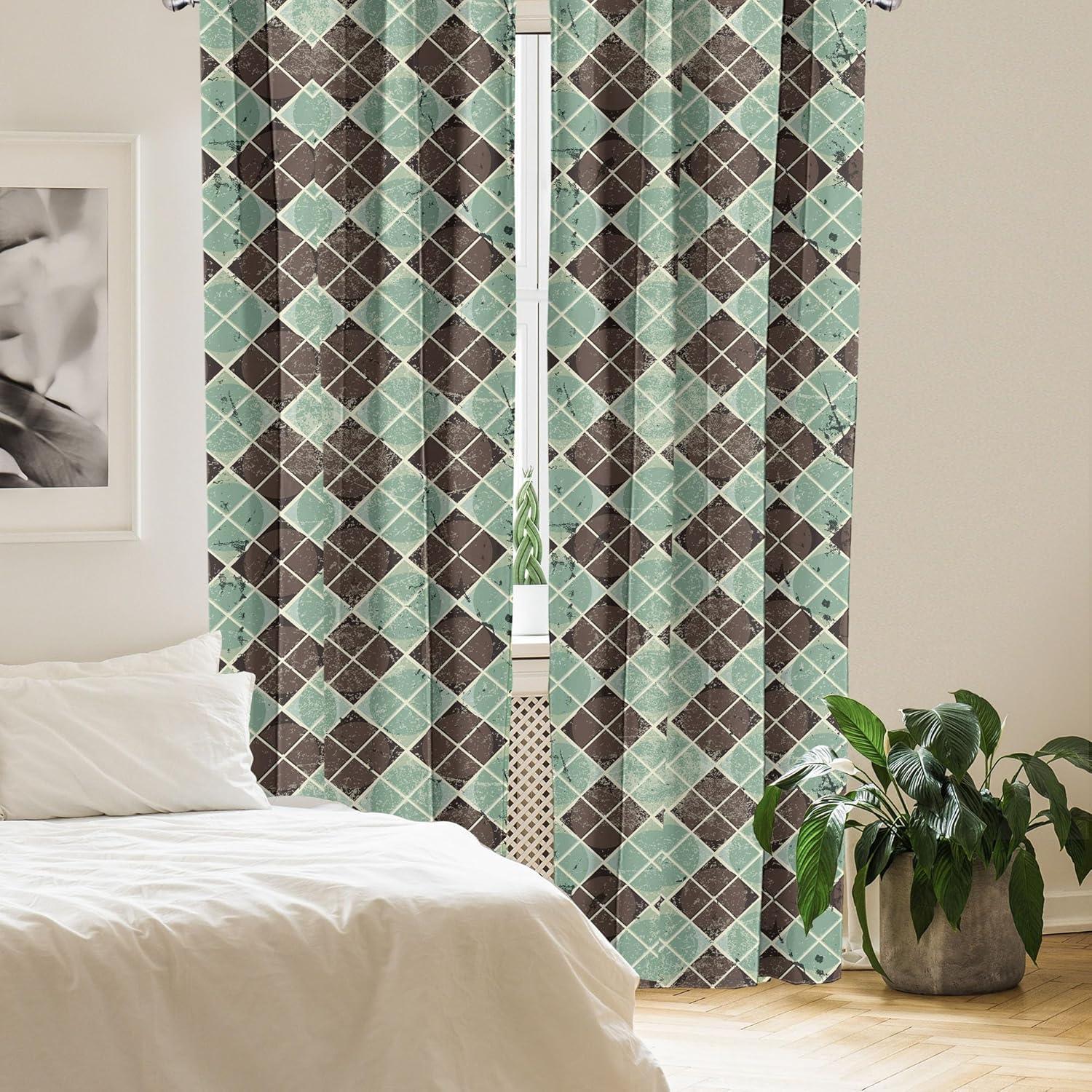 imageAmbesonne Garden Scene Curtains Neutral Traditional Roses and Floral Pattern Boho Romance Print Window Treatments 2 Panel Set for Living Room Bedroom Pair of 28 x 84 Cream White Dark SepiaPeacock Green Taupe