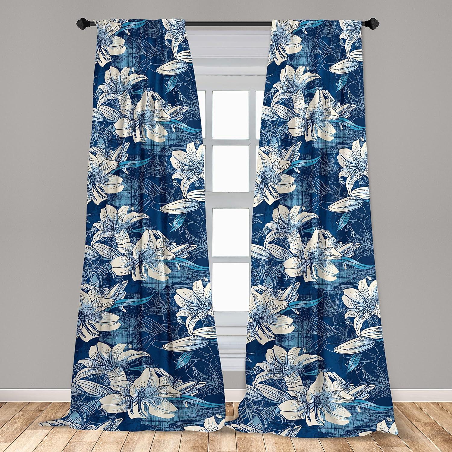 imageAmbesonne Garden Scene Curtains Neutral Traditional Roses and Floral Pattern Boho Romance Print Window Treatments 2 Panel Set for Living Room Bedroom Pair of 28 x 84 Cream White Dark SepiaDark Sky Blue Champagne