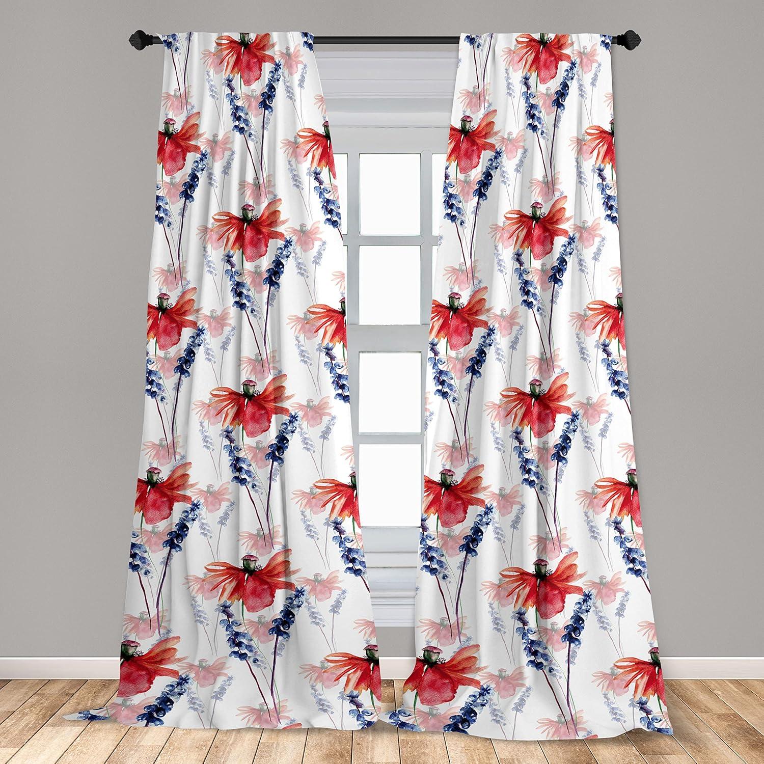 imageAmbesonne Garden Scene Curtains Neutral Traditional Roses and Floral Pattern Boho Romance Print Window Treatments 2 Panel Set for Living Room Bedroom Pair of 28 x 84 Cream White Dark SepiaBurnt Sienna Blue Violet