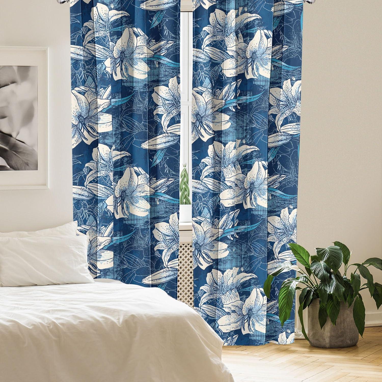 imageAmbesonne Garden Scene Curtains Neutral Traditional Roses and Floral Pattern Boho Romance Print Window Treatments 2 Panel Set for Living Room Bedroom Pair of 28 x 84 Cream White Dark SepiaDark Sky Blue Champagne