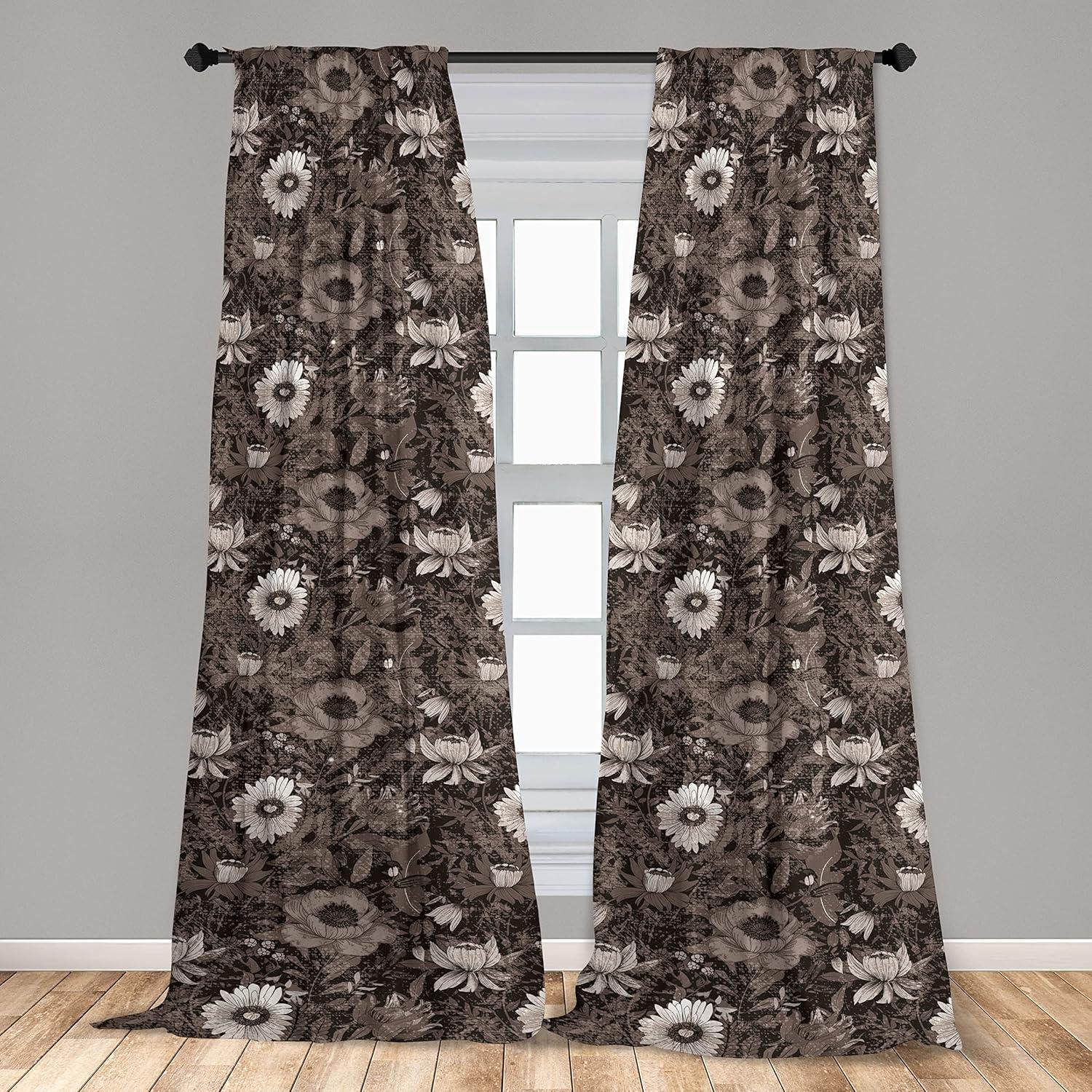 imageAmbesonne Garden Scene Curtains Neutral Traditional Roses and Floral Pattern Boho Romance Print Window Treatments 2 Panel Set for Living Room Bedroom Pair of 28 x 84 Cream White Dark SepiaTaupe and Dark Brown