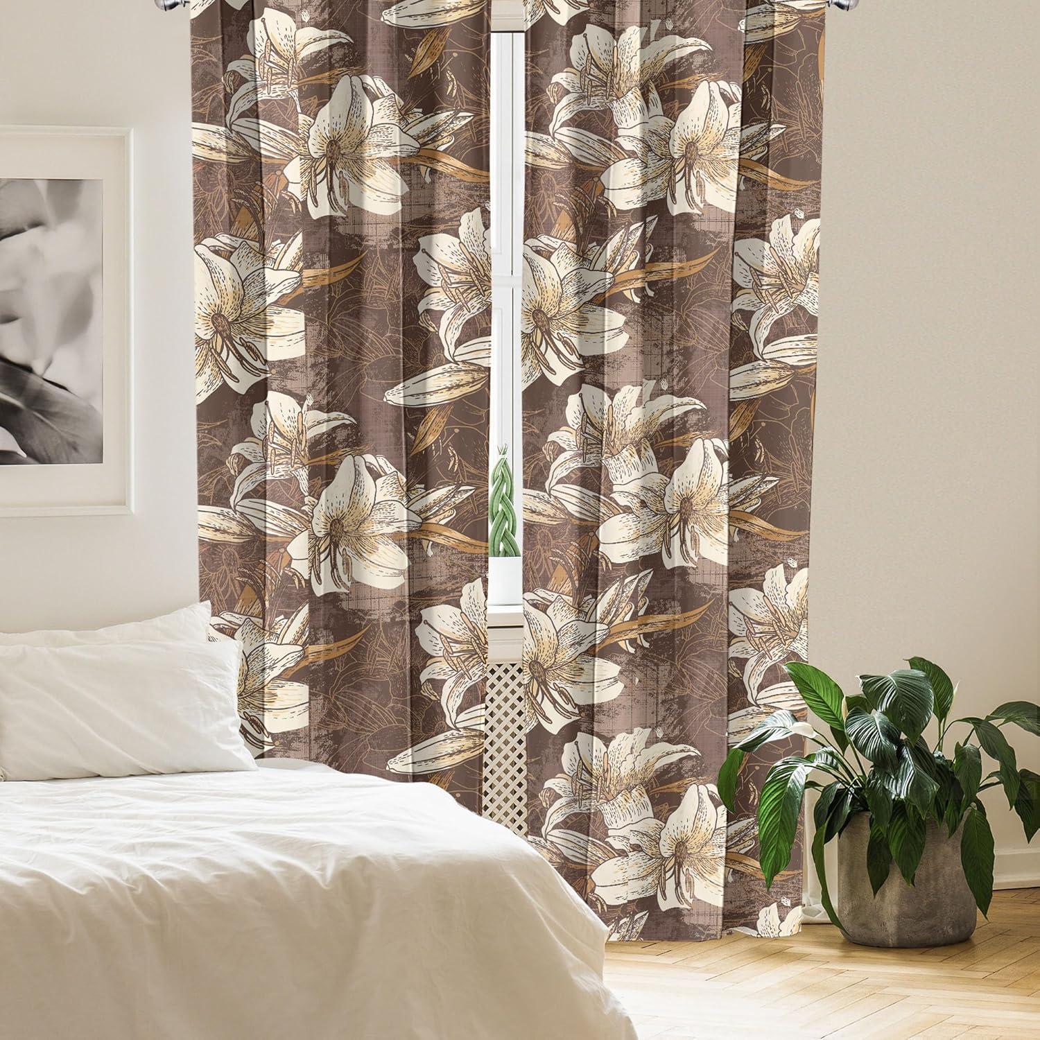 imageAmbesonne Garden Scene Curtains Neutral Traditional Roses and Floral Pattern Boho Romance Print Window Treatments 2 Panel Set for Living Room Bedroom Pair of 28 x 84 Cream White Dark SepiaDark Rosewood and Champagne