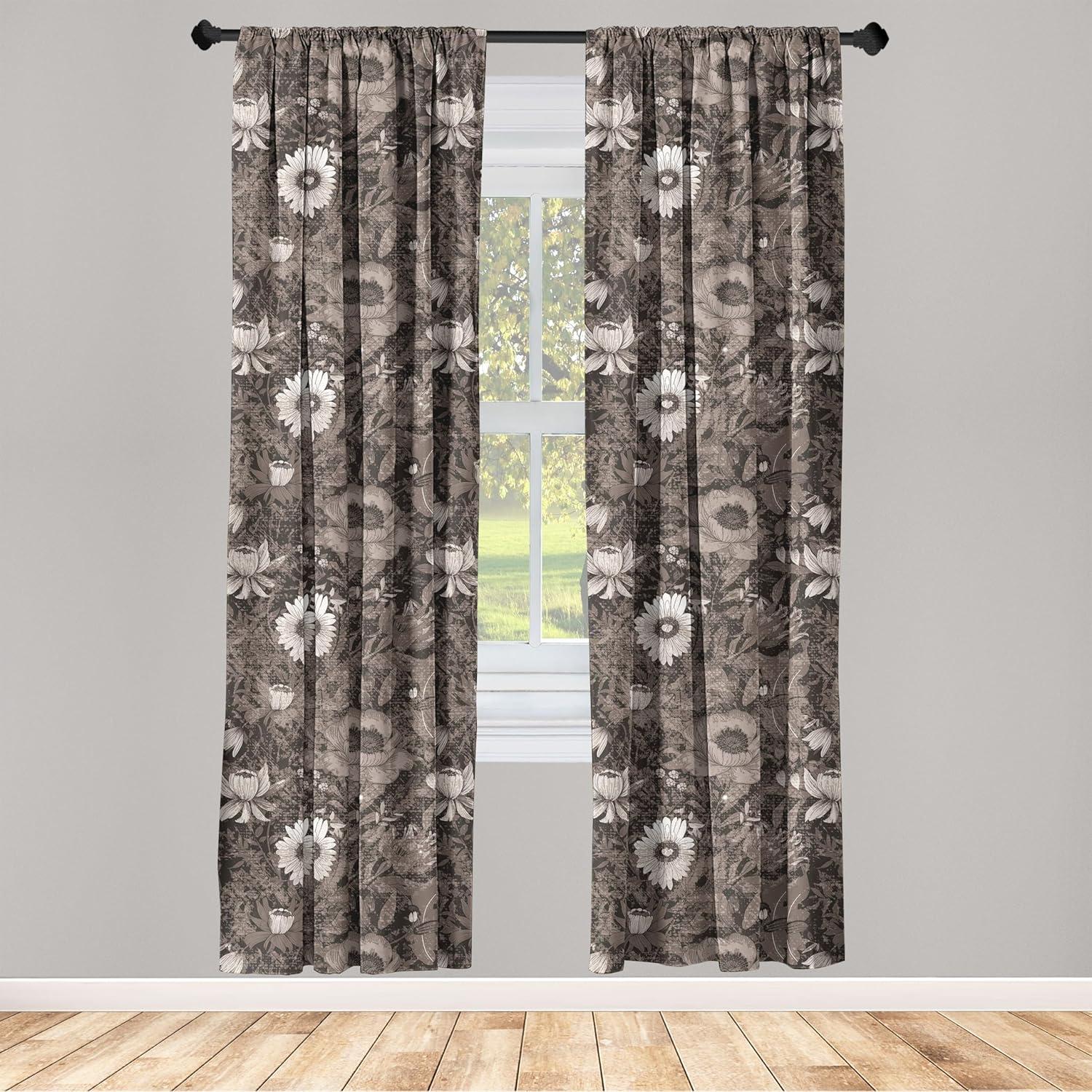 imageAmbesonne Garden Scene Curtains Neutral Traditional Roses and Floral Pattern Boho Romance Print Window Treatments 2 Panel Set for Living Room Bedroom Pair of 28 x 84 Cream White Dark SepiaTaupe and Dark Brown